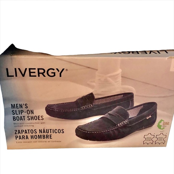 Livergy Mens Slip On Boat Shoes Constructed with Contrast Stitching Navy Size 12 - Picture 2 of 4